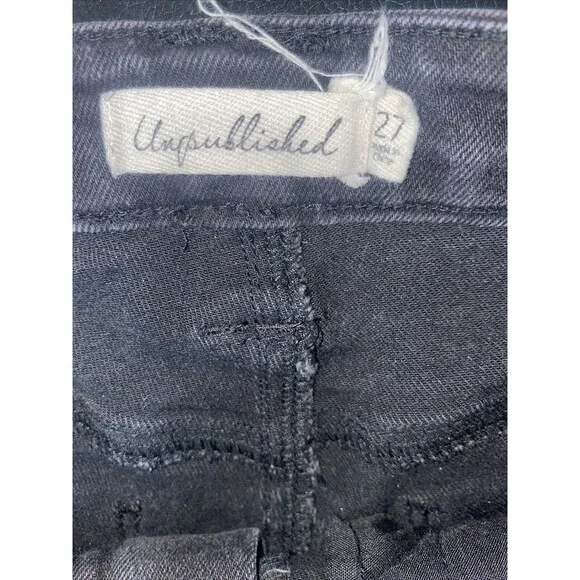 Unpublished jeans black Wide Leg crop 27 Stretch 90s y2k punk goth greta - Picture 6 of 7